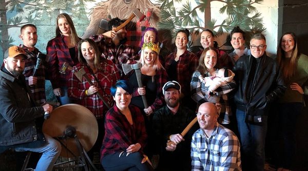 A corporate event at Axe Kickers