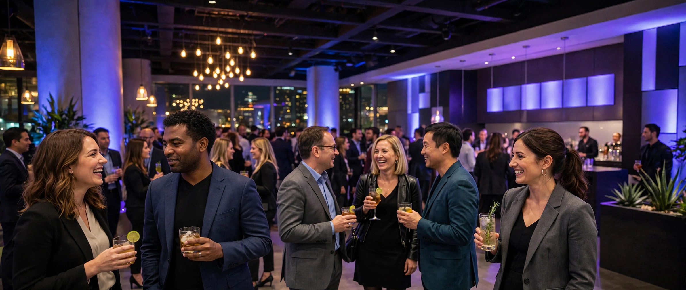 Guests mingling at a corporate event