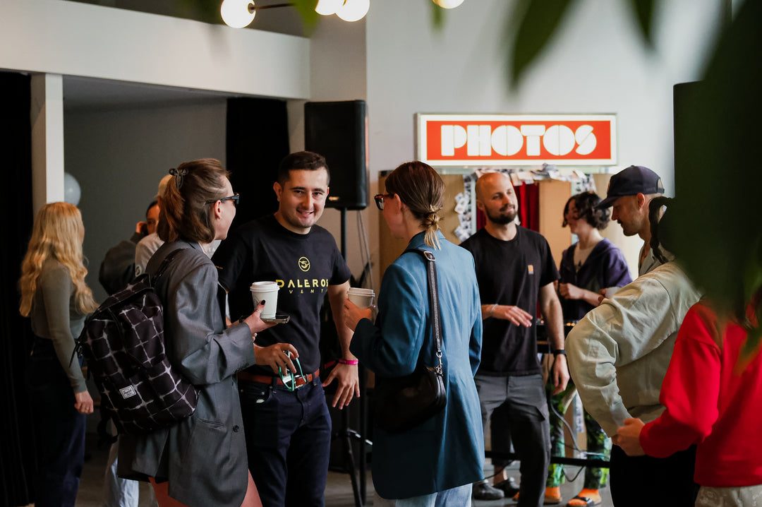 Guests mingling at a corporate event