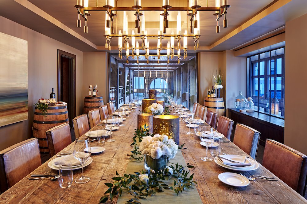 Private dining room set for a corporate dinner